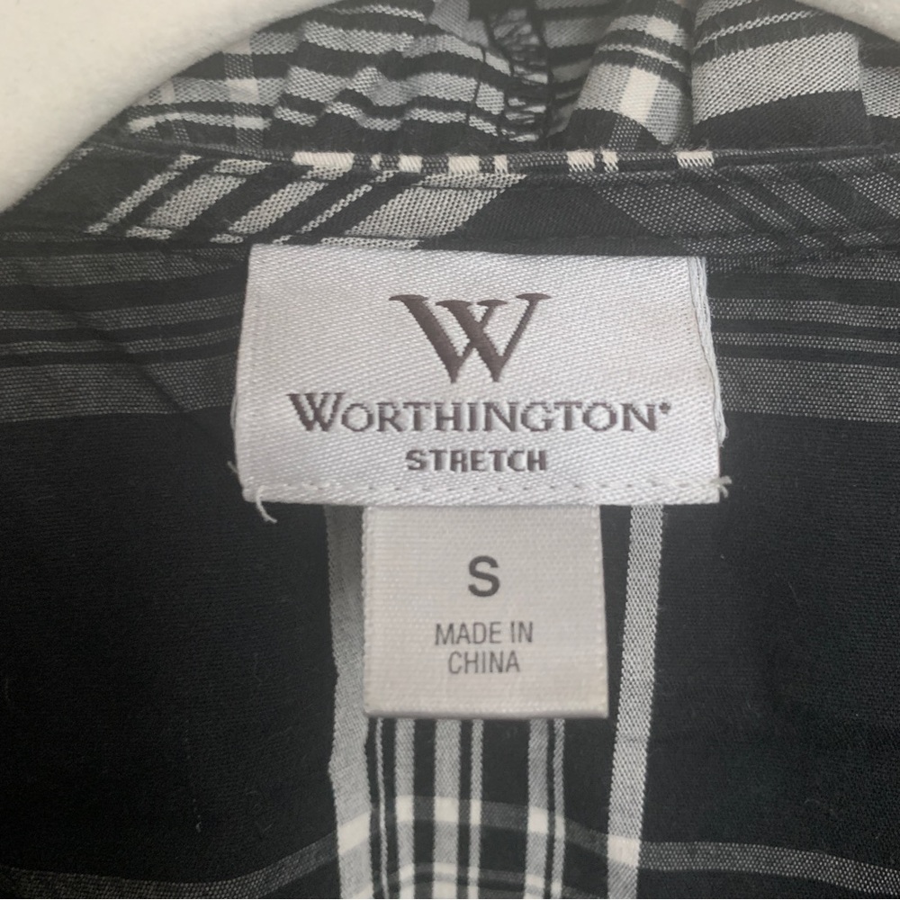 Worthington shirt/blouse black and white plaid - Picture 5 of 6